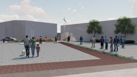 artists impression of St Editha's Square