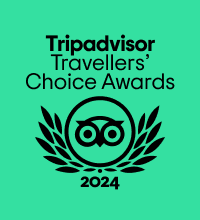 Award name and TripAdvisor's logo on a green background