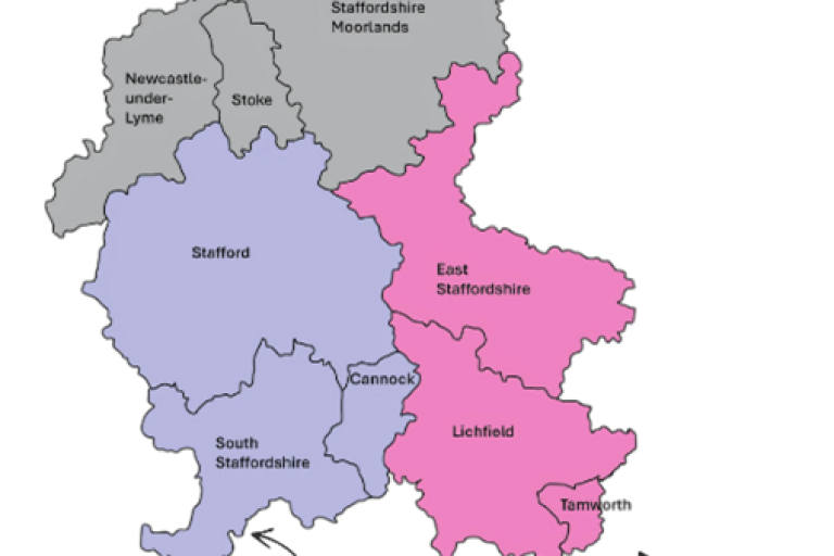 map split into 3 areas