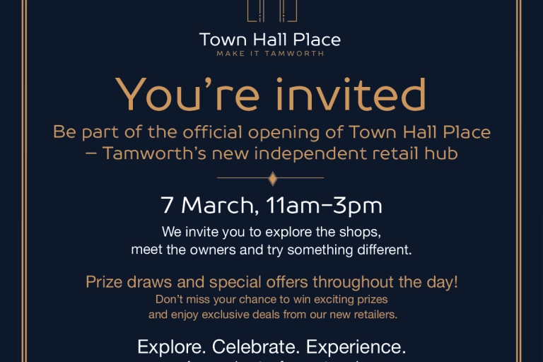 poster with dark background and a town hall logo