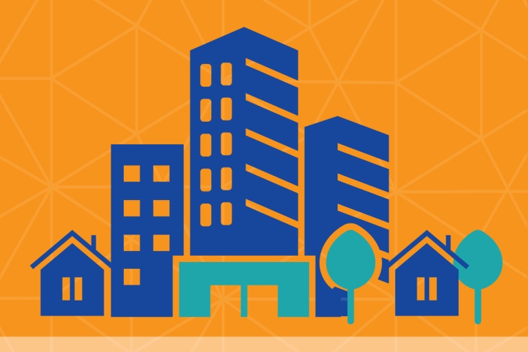 A graphic image of buildings